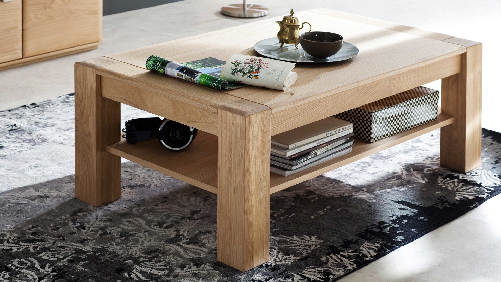 Couchtisch Mca furniture aus Holz in Holzfarben Wohnprogramm Bologna - Couchtisch biancofarbenes Eichenholz – ca. 115 x 70 cm