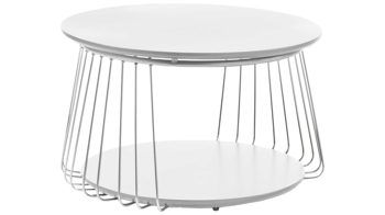 Couchtisch A better place furniture aus Holz in Weiß Couchtisch Vilnius weißer Lack & Chrom – Durchmesser ca. 70 cm