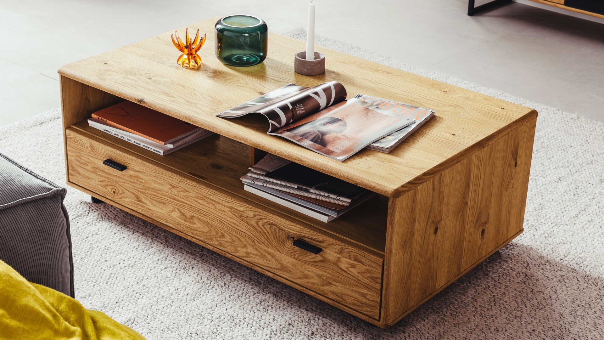 Couchtisch Mca furniture aus Holz in Holzfarben Wohnprogramm Arezzo - Couchtisch Wildeiche & Anthrazit - ca. 115 x 65 cm