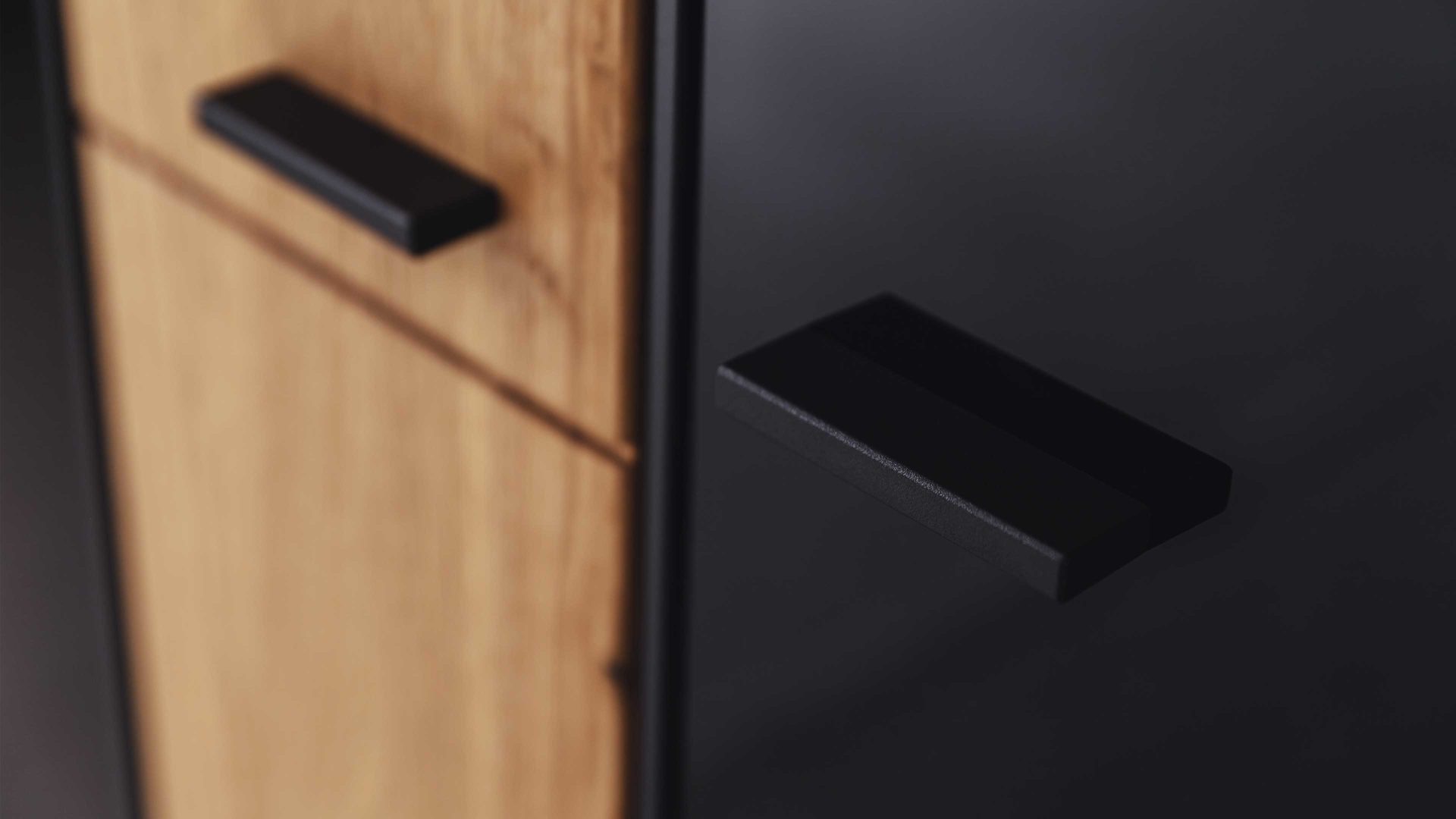 Highboard Mca furniture aus Holz in Holzfarben Wohnprogramm Arezzo - Highboard Wildeiche & Anthrazit - drei Türen, zwei Schubladen, Breite ca. 150 cm