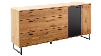 Sideboard Mca furniture aus Holz in Holzfarben Wohnprogramm Arezzo - Sideboard Wildeiche & Anthrazit - zwei Türen, drei Schubladen, Breite ca. 180 cm