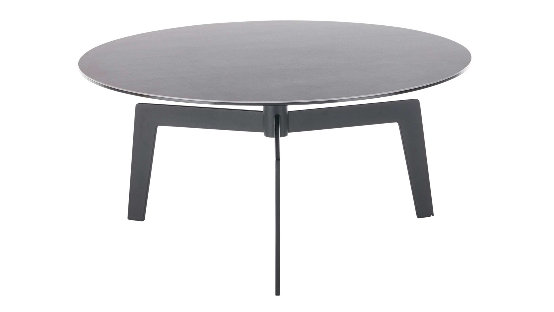 Couchtisch A better place furniture aus Keramik in Anthrazit Couchtisch Buena Vista anthrazitfarbene Keramik, Glas & Metall - Durchmesser ca. 80 cm