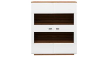 Highboard MIVIVO aus Holz in Weiß MIVIVO Wohnprogramm Fresno - Highboard Mattweiß & Artisan Eiche - zwei Türen, Breite ca. 110 cm