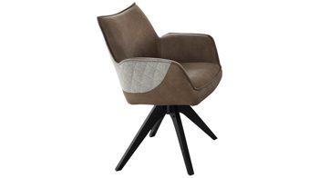 Vierfußstuhl MIVIVO aus Kunstfaser in Braun MIVIVO Wohnprogramm Fresno - Armlehnstuhl mit Drehfunktion zweifarbige Stoffkombination & schwarzes Metall
