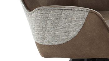 Vierfußstuhl MIVIVO aus Kunstfaser in Braun MIVIVO Wohnprogramm Fresno - Armlehnstuhl mit Drehfunktion zweifarbige Stoffkombination & schwarzes Metall