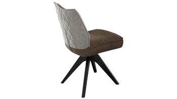 Vierfußstuhl MIVIVO aus Kunstfaser in Braun MIVIVO Wohnprogramm Fresno - Polsterstuhl mit Drehfunktion zweifarbige Stoffkombination & schwarzes Metall