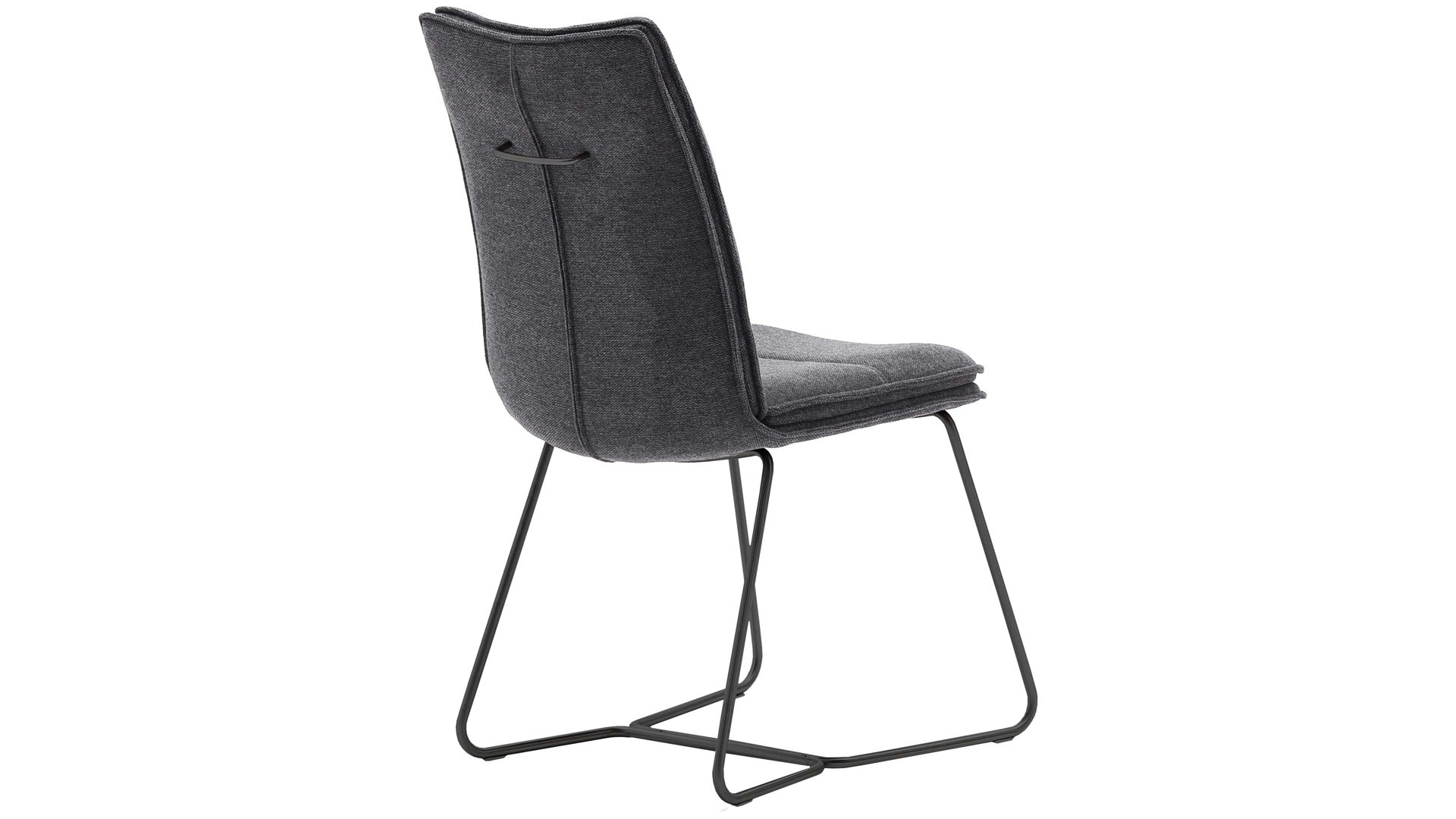 Polsterstuhl Mca furniture aus Stoff in Anthrazit Polsterstuhl Hampton anthrazitfarbene Chenille & Mattschwarz