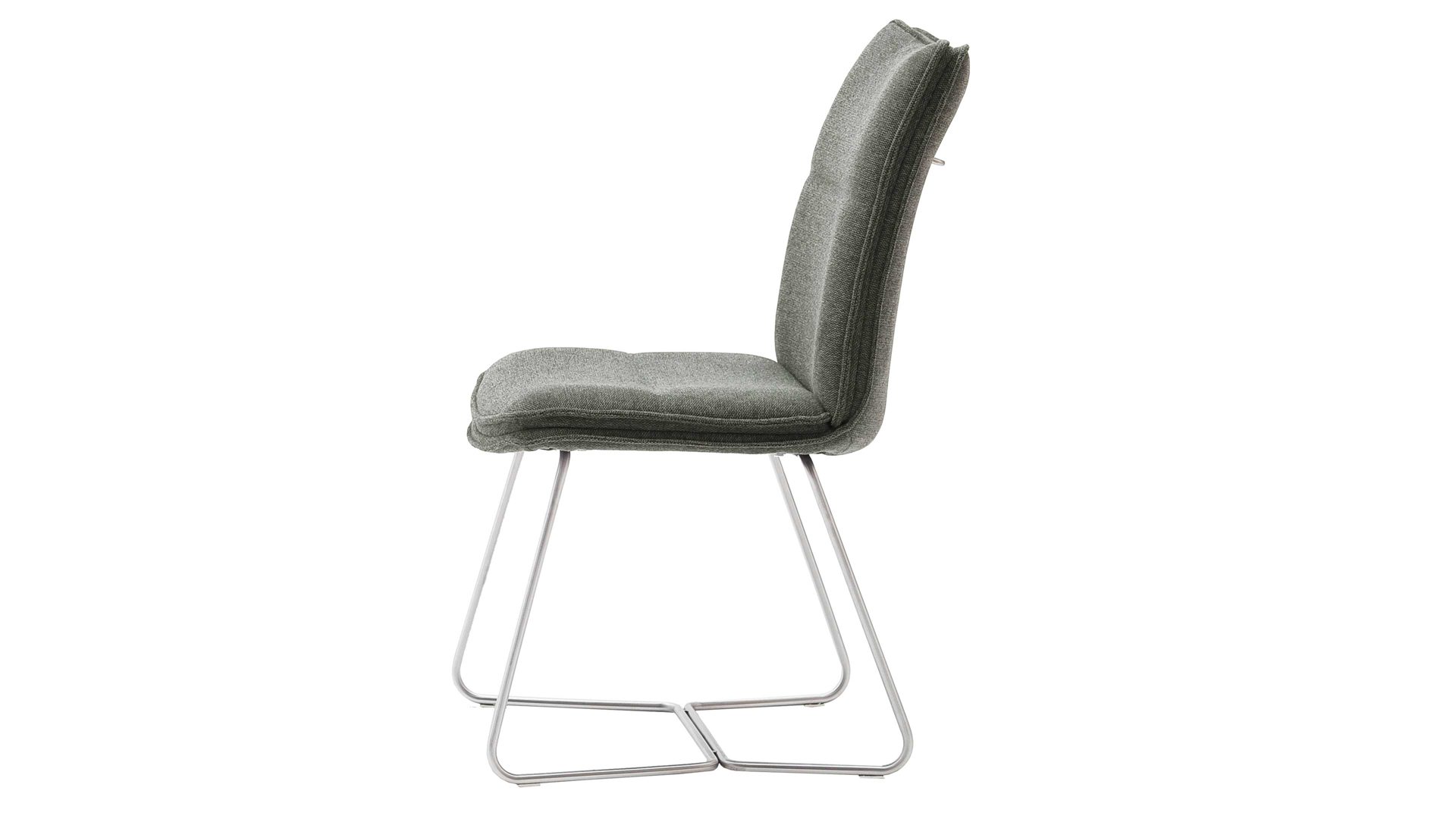 Polsterstuhl Mca furniture aus Stoff in Dunkelgrün Polsterstuhl Hampton olivefarbene Chenille & Edelstahl