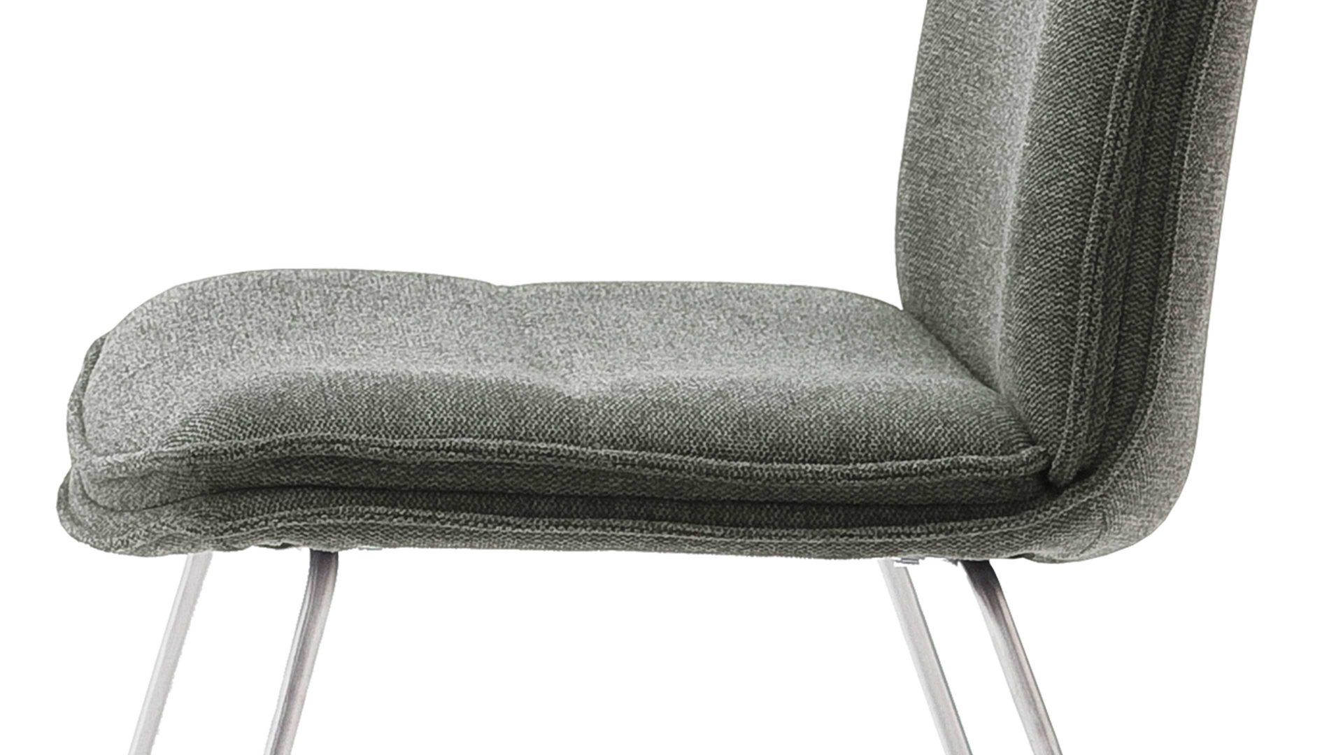 Polsterstuhl Mca furniture aus Stoff in Dunkelgrün Polsterstuhl Hampton olivefarbene Chenille & Edelstahl
