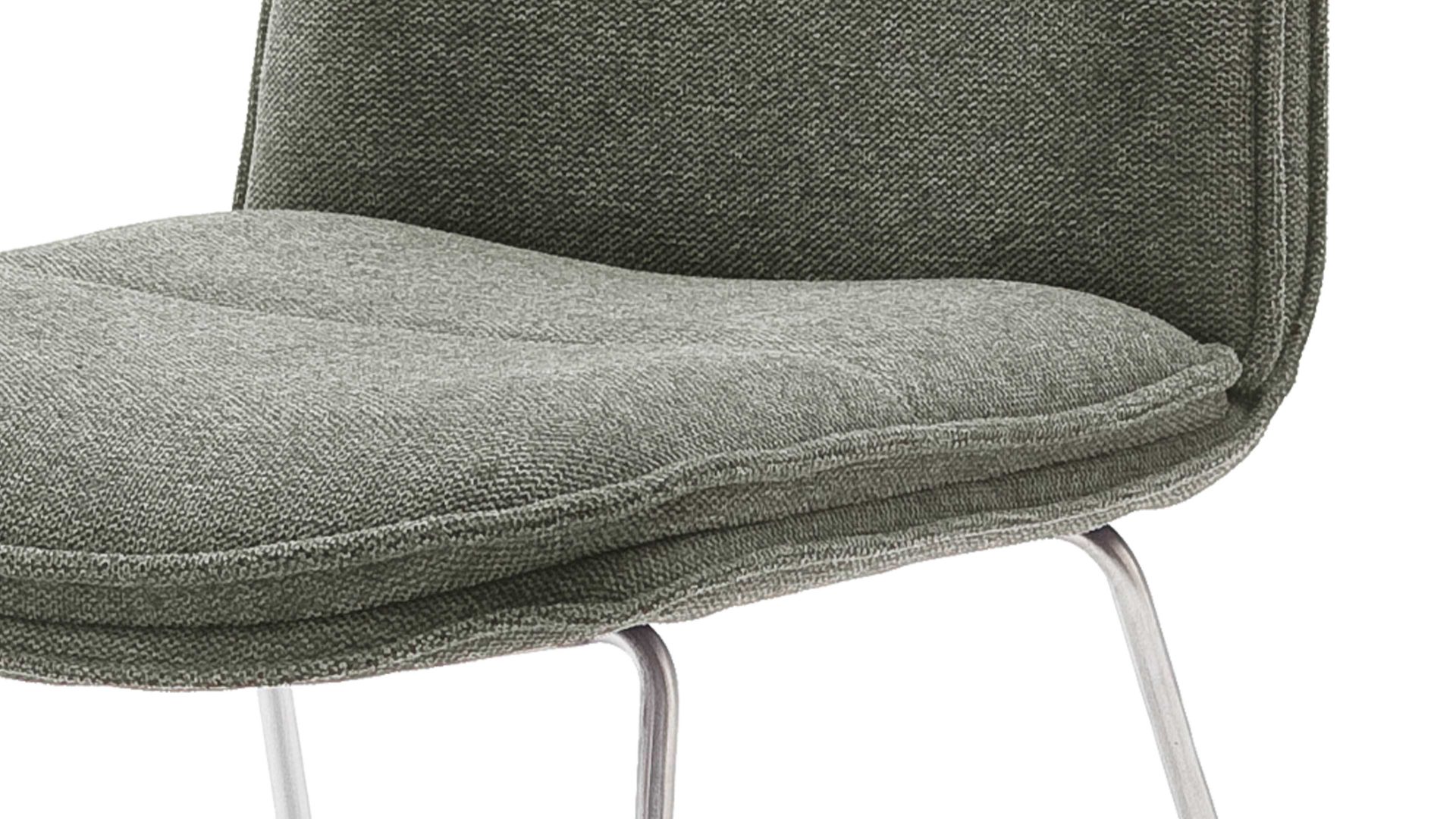 Polsterstuhl Mca furniture aus Stoff in Dunkelgrün Polsterstuhl Hampton olivefarbene Chenille & Edelstahl
