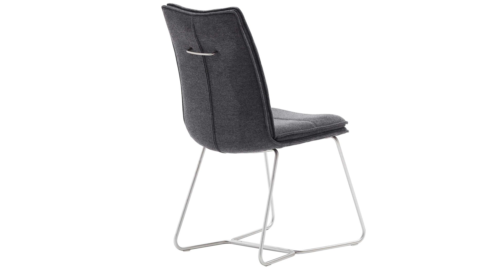 Polsterstuhl Mca furniture aus Stoff in Anthrazit Polsterstuhl Hampton anthrazitfarbene Chenille & Edelstahl