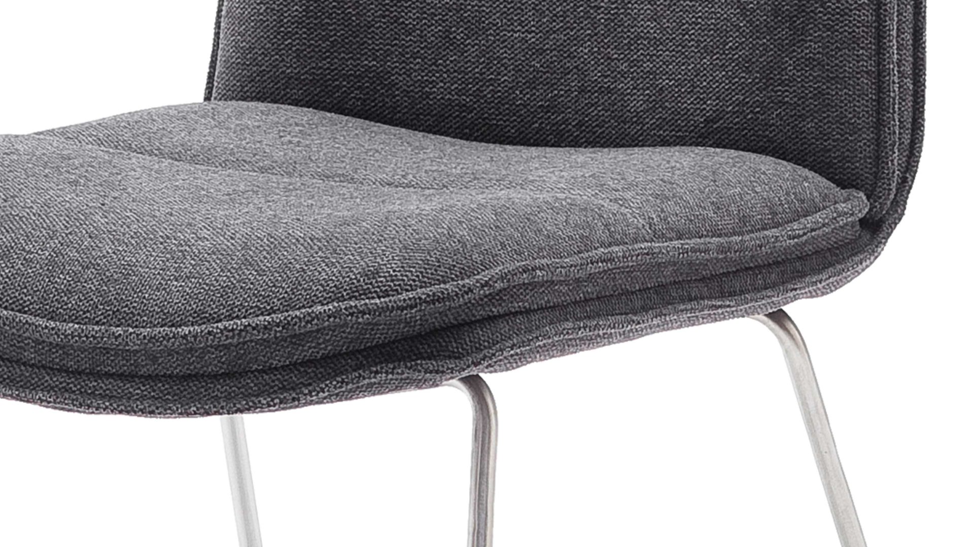 Polsterstuhl Mca furniture aus Stoff in Anthrazit Polsterstuhl Hampton anthrazitfarbene Chenille & Edelstahl