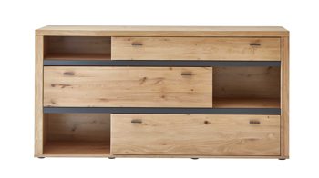 Wohnwand Ideal möbel aus Holz in Holzfarben Wohnprogramm Varas -  Sideboard Eiche & Asteiche & Grau