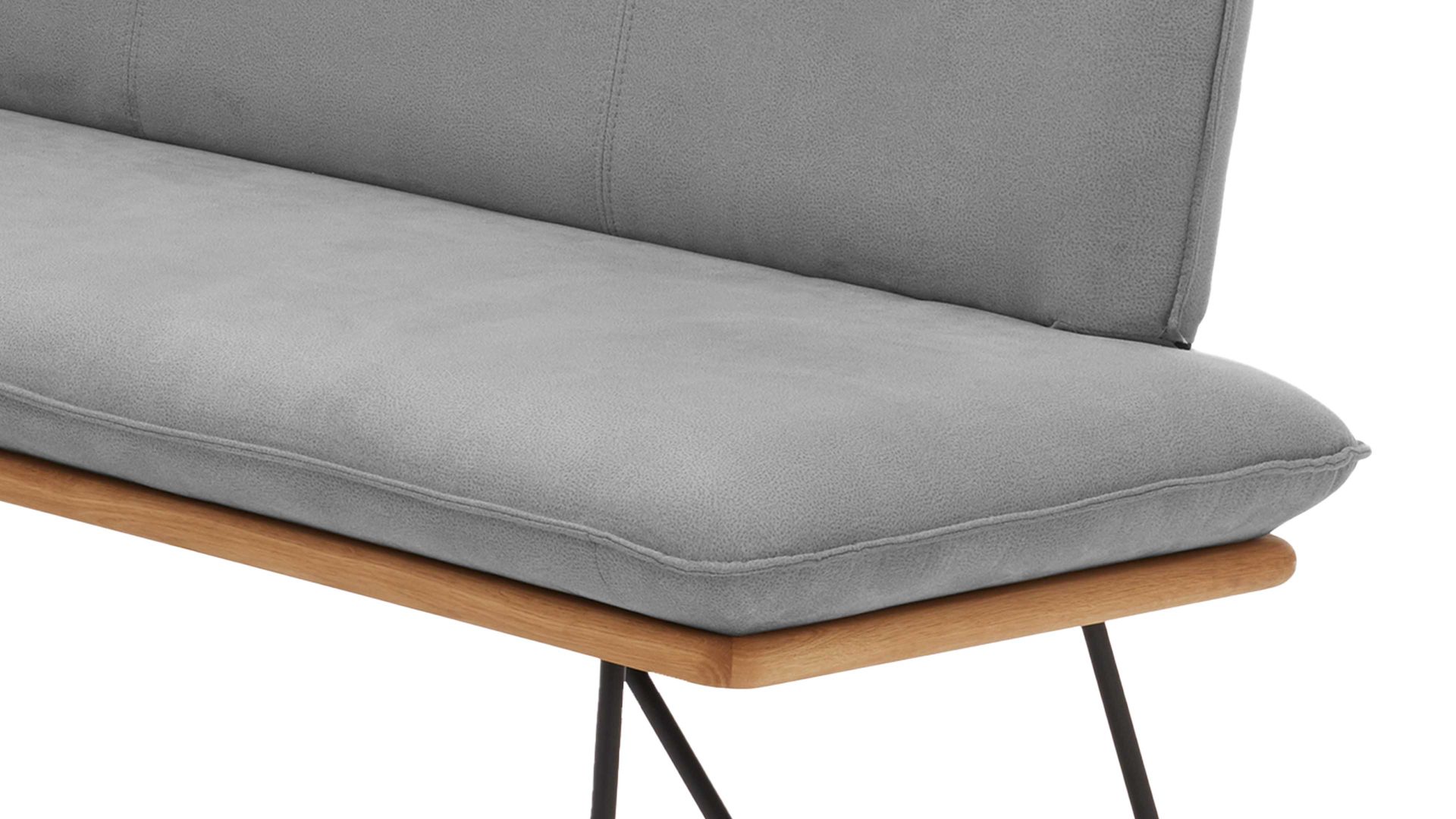 Eckbank Niehoff sitzmoebel aus Kunstfaser in Grau NIEHOFF SITZMÖBEL Serie Leonie - Eckbank platingraue Mikrofaser 719 & schwarzes Eisen - Stellfläche ca. 207 x 154 cm