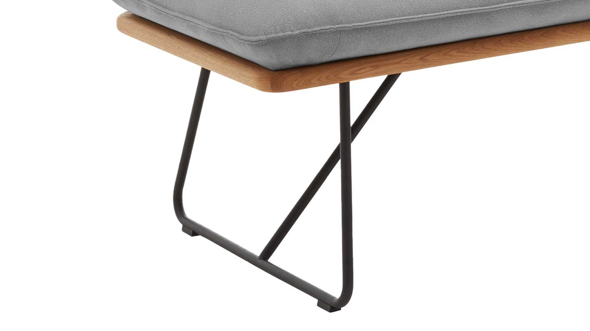 Eckbank Niehoff sitzmoebel aus Kunstfaser in Grau NIEHOFF SITZMÖBEL Serie Leonie - Eckbank platingraue Mikrofaser 719 & schwarzes Eisen - Stellfläche ca. 207 x 154 cm