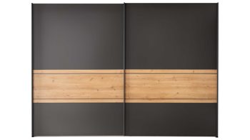 Komplettzimmer Wiemann | oeseder aus Holz in Dunkelgrau WIEMANN Schlafzimmerprogramm Alabama - Komplettzimmer Graphit & Eiche Bianco - vierteilig, Liegefläche ca. 180 x 200 cm