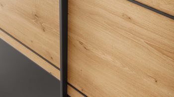 Komplettzimmer Wiemann | oeseder aus Holz in Dunkelgrau WIEMANN Schlafzimmerprogramm Alabama - Komplettzimmer Graphit & Eiche Bianco - vierteilig, Liegefläche ca. 180 x 200 cm