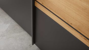 Kleiderschrank Wiemann | oeseder aus Holz in Dunkelgrau WIEMANN Schlafzimmerprogramm Alabama - Schwebetürenschrank Graphit & Eiche Bianco - zwei Türen, Breite ca. 300 cm