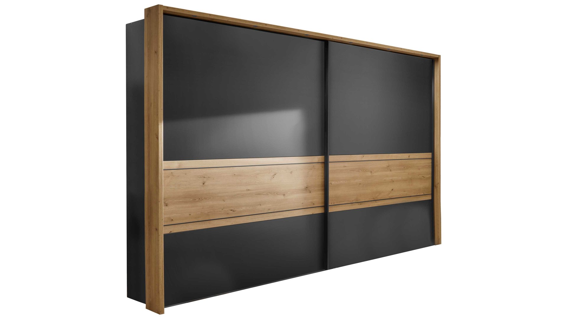 Kleiderschrank Wiemann | oeseder aus Holz in Dunkelgrau WIEMANN Schlafzimmerprogramm Alabama - Schwebetürenschrank Graphit & Eiche Bianco - zwei Türen, Breite ca. 300 cm
