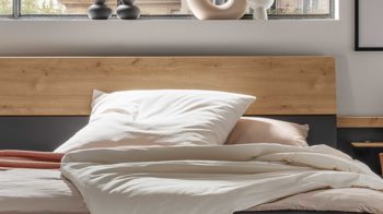 Bettgestell Wiemann | oeseder aus Holz in Dunkelgrau WIEMANN Schlafzimmerprogramm Alabama - Bettgestell Graphit & Eiche Bianco - Liegefläche ca. 180 x 200 cm