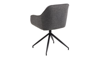 Vierfußstuhl Actona group aus Stoff in Anthrazit Armlehnstuhl Brooke anthrazitfarbener Bezug Monza 130 & schwarzes Metall - drehbar