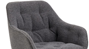 Vierfußstuhl Actona group aus Stoff in Anthrazit Armlehnstuhl Brooke anthrazitfarbener Bezug Monza 130 & schwarzes Metall - drehbar