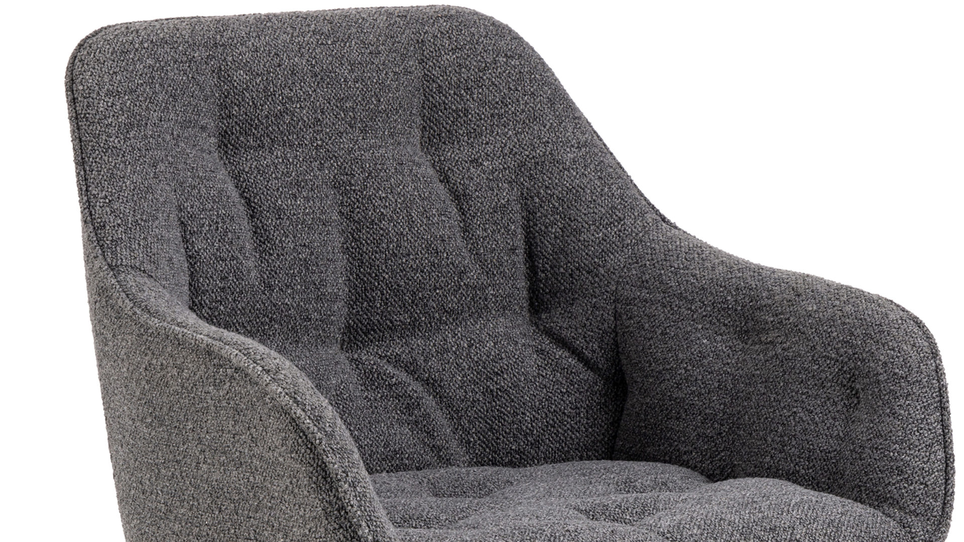 Vierfußstuhl Actona group aus Stoff in Anthrazit Armlehnstuhl Brooke anthrazitfarbener Bezug Monza 130 & schwarzes Metall - drehbar