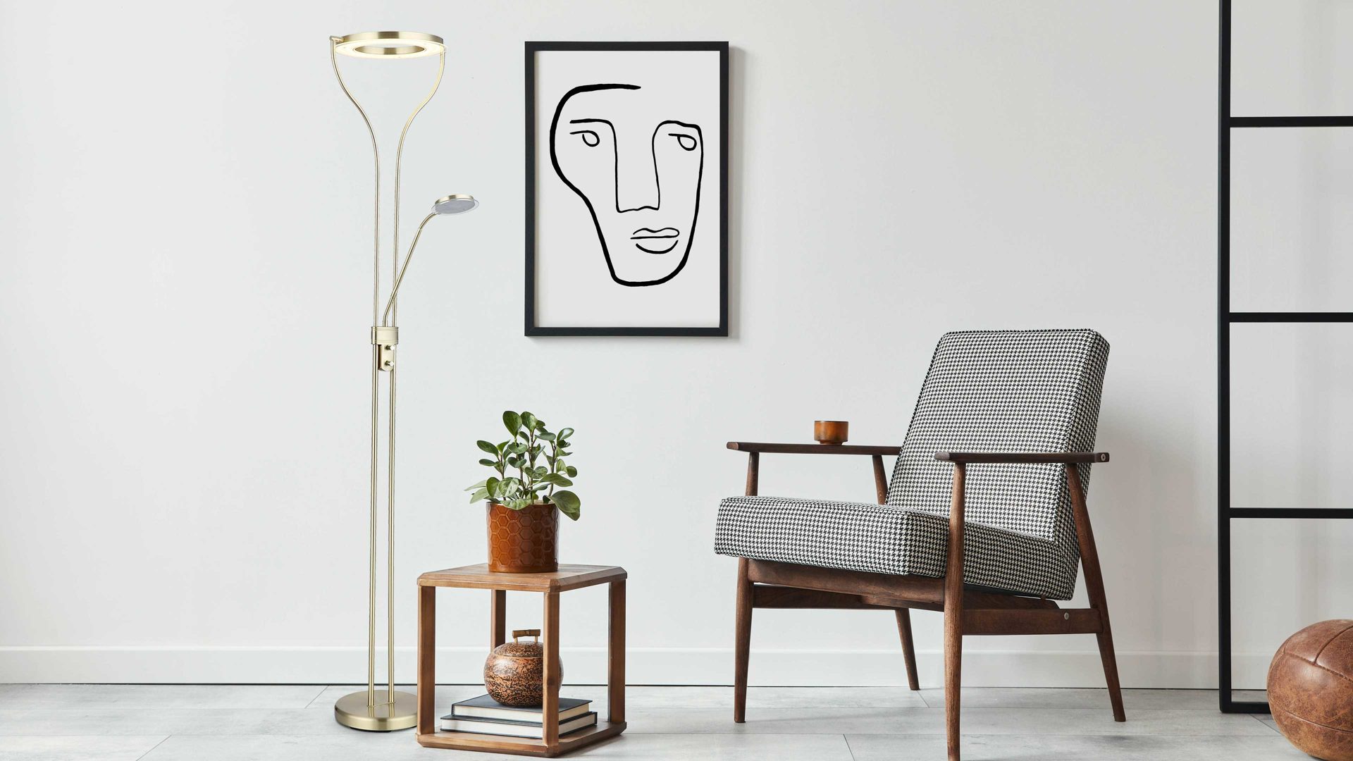 Stehleuchte Globo lighting aus Metall in Messing GLOBO Leuchten Serie Ebro - Deckenfluter Messing matt - Höhe ca. 194 cm