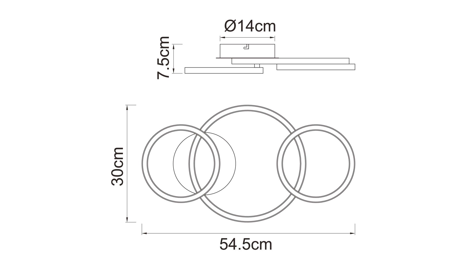 Deckenleuchte Globo lighting aus Metall in Schwarz GLOBO LIGHTING Leuchten Serie Reggy - Deckenlampe Mattschwarz & opalfarbenes Acryl - Länge ca. 55 cm