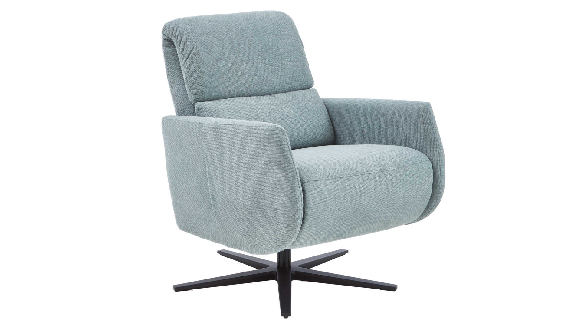 Relaxsessel COMFORT SMART aus Stoff in Hellblau COMFORT SMART Polstersessel Calipso M salbeifarbener Strukturstoff Free & schwarzer Sternfuß 909