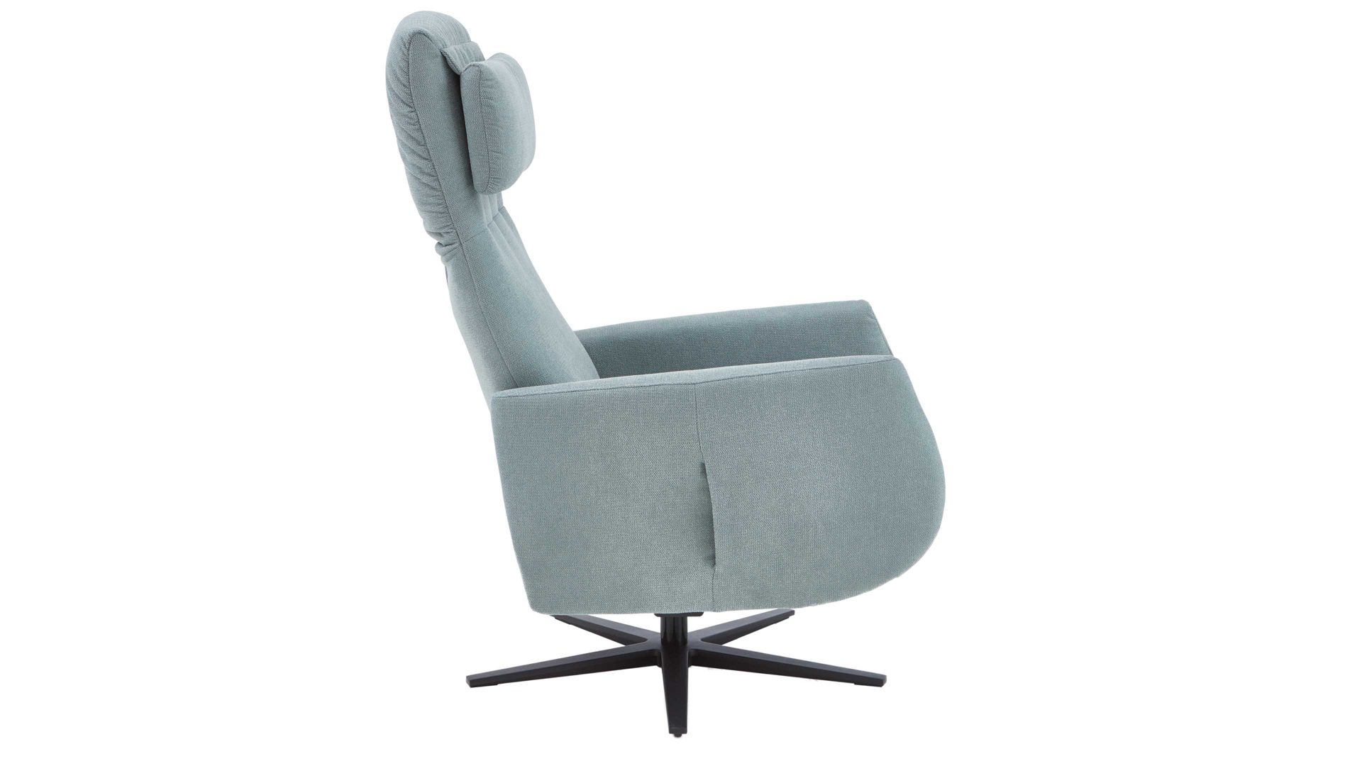 Relaxsessel COMFORT SMART aus Stoff in Hellblau COMFORT SMART Polstersessel Calipso M salbeifarbener Strukturstoff Free & schwarzer Sternfuß 909