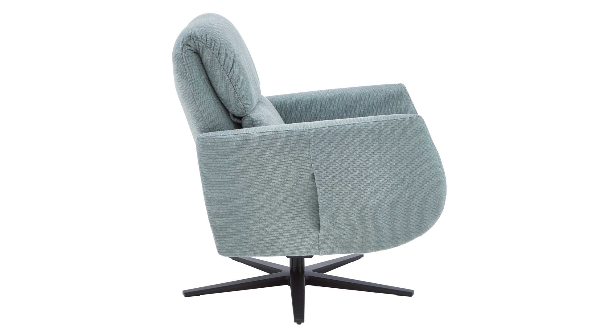 Relaxsessel COMFORT SMART aus Stoff in Hellblau COMFORT SMART Polstersessel Calipso M salbeifarbener Strukturstoff Free & schwarzer Sternfuß 909