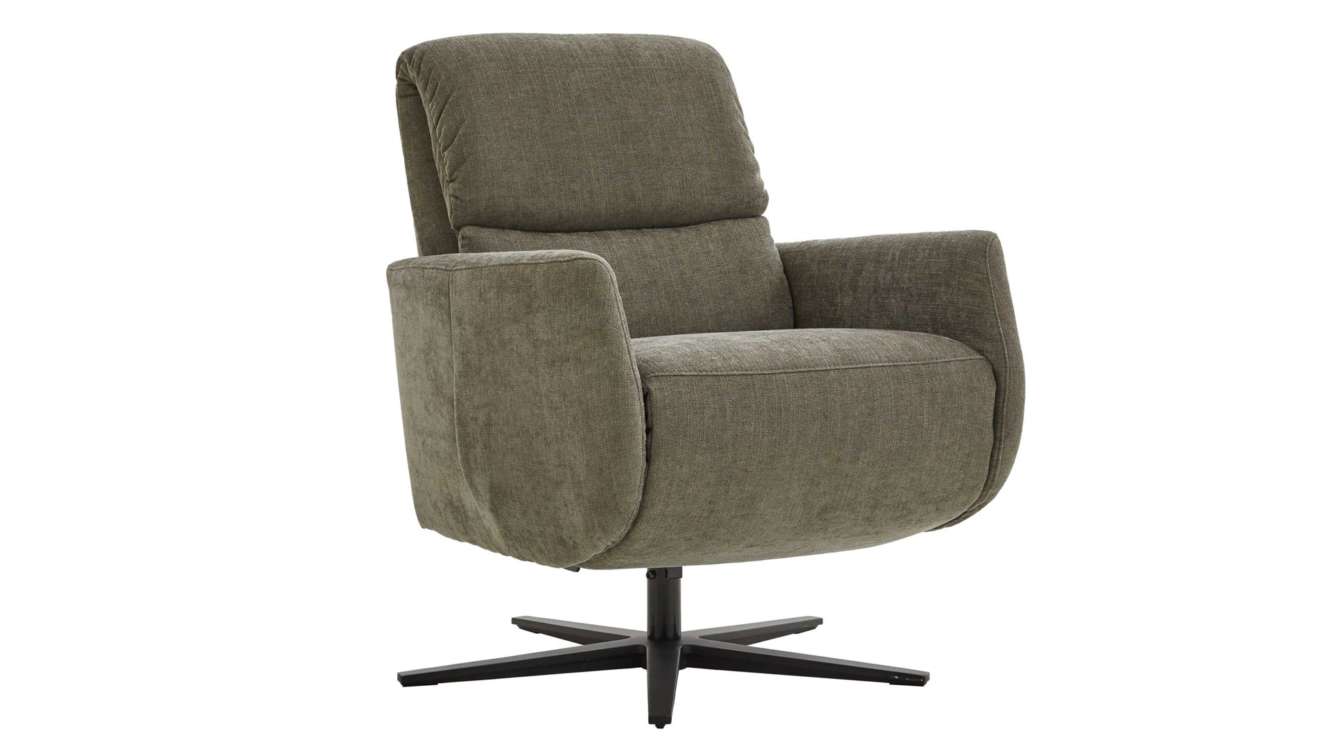 Relaxsessel COMFORT SMART aus Stoff in Dunkelgrün COMFORT SMART Polstersessel Calipso L grüner Strukturbezug Yelda & schwarzer Sternfuß 909