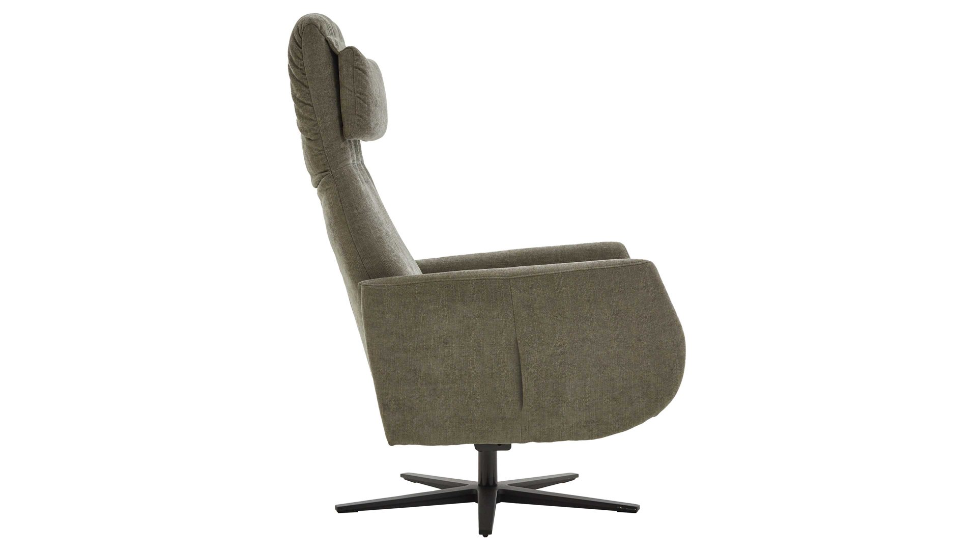 Relaxsessel COMFORT SMART aus Stoff in Dunkelgrün COMFORT SMART Polstersessel Calipso L grüner Strukturbezug Yelda & schwarzer Sternfuß 909