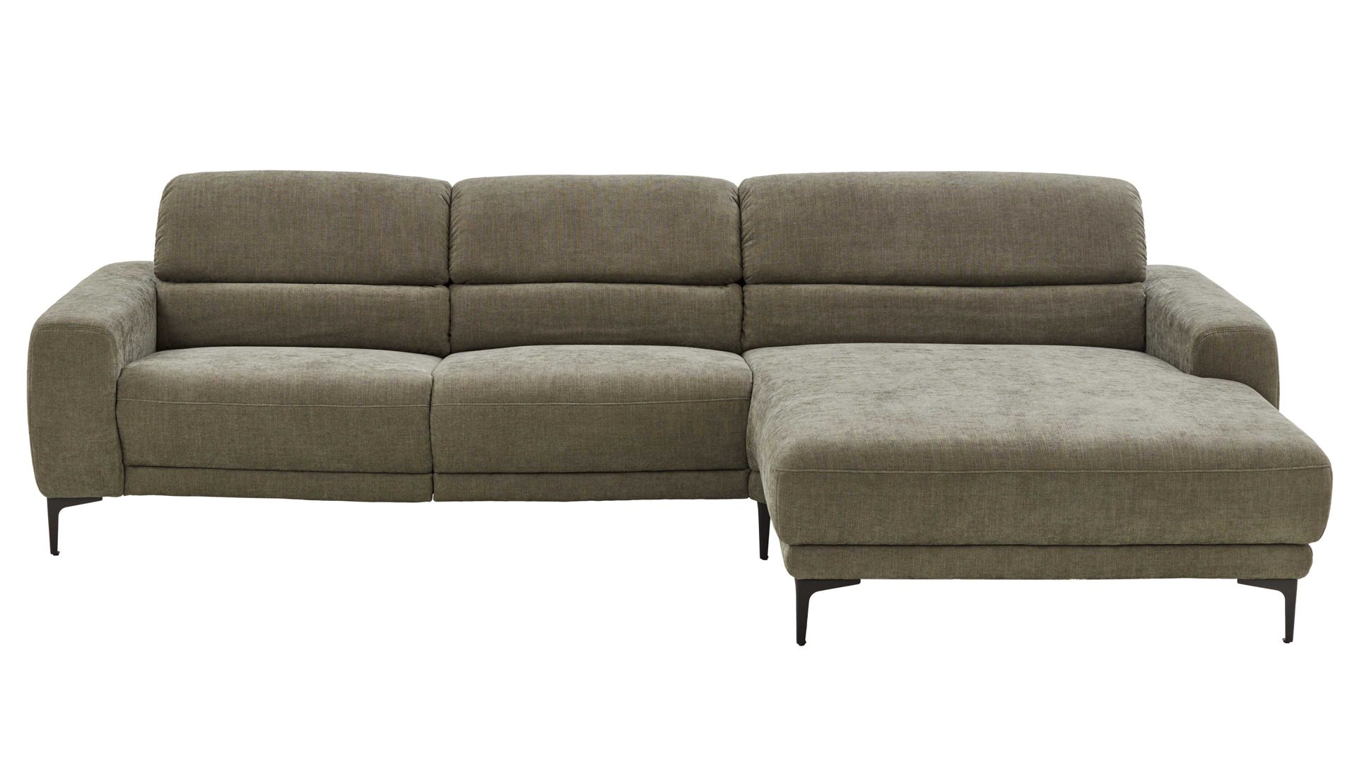 Ecksofa COMFORT SMART aus Stoff in Dunkelgrün COMFORT SMART Serie Fenja - Ecksofa dunkelgrüner Strukturstoff Yelda & schwarze Metallfüße 866 - Stellfläche ca. 298 x 162 cm