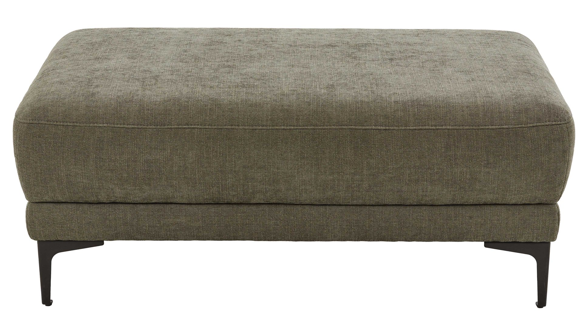 Polsterhocker COMFORT SMART aus Stoff in Dunkelgrün COMFORT SMART Serie Fenja - XL-Hocker dunkelgrüner Strukturstoff Yelda & schwarze Metallfüße 866 - ca.  110 x 65 cm