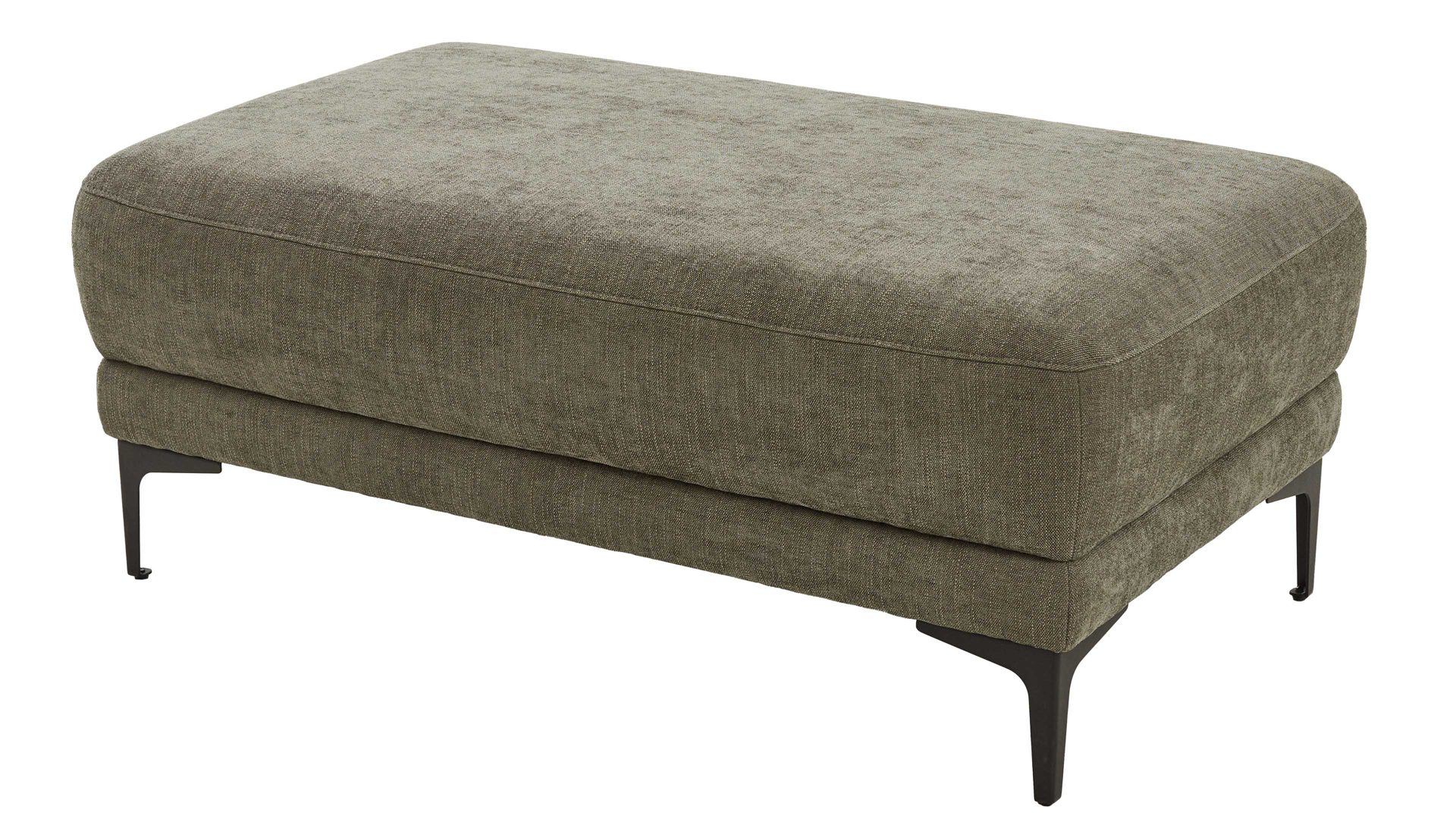 Polsterhocker COMFORT SMART aus Stoff in Dunkelgrün COMFORT SMART Serie Fenja - XL-Hocker dunkelgrüner Strukturstoff Yelda & schwarze Metallfüße 866 - ca.  110 x 65 cm