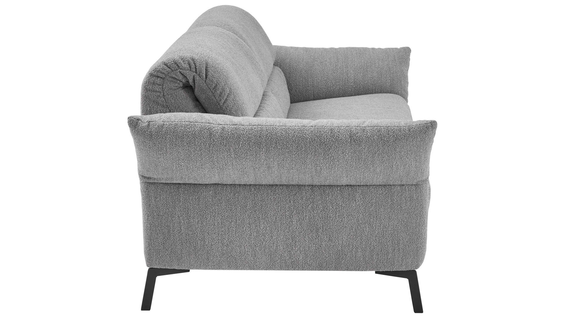 Zweisitzer COMFORT SMART aus Stoff in Hellgrau COMFORT SMART Serie Fenja - Zweisitzer silberfarbener Strukturstoff Loop & schwarze Metallfüße 346 - Länge ca. 173 cm