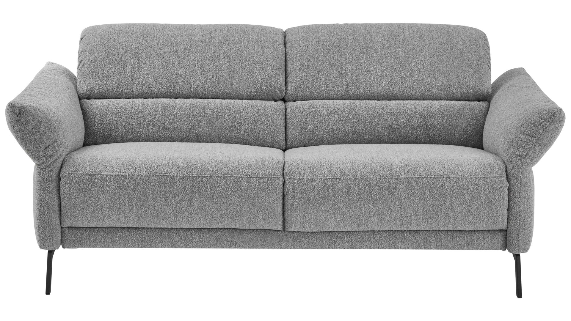 Zweisitzer COMFORT SMART aus Stoff in Hellgrau COMFORT SMART Serie Fenja - Zweisitzer silberfarbener Strukturstoff Loop & schwarze Metallfüße 346 - Länge ca. 173 cm