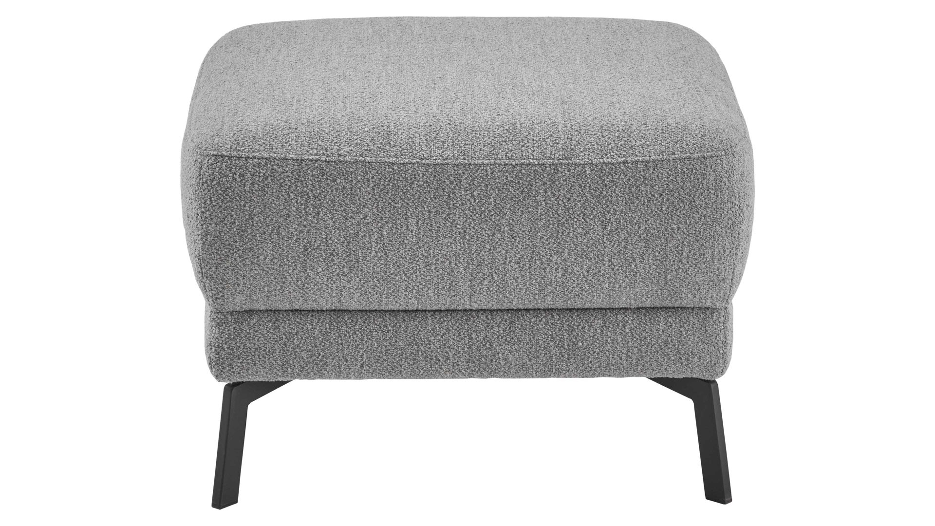 Polsterhocker COMFORT SMART aus Stoff in Hellgrau COMFORT SMART Serie Fenja - Polsterhocker silberfarbener Strukturstoff Loop & schwarze Metallfüße 346 - ca. 65 x 65 cm