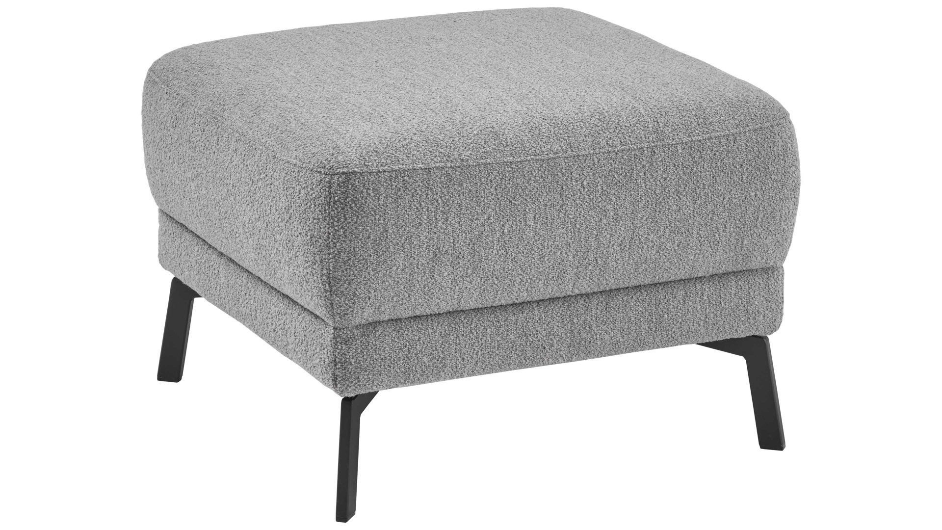 Polsterhocker COMFORT SMART aus Stoff in Hellgrau COMFORT SMART Serie Fenja - Polsterhocker silberfarbener Strukturstoff Loop & schwarze Metallfüße 346 - ca. 65 x 65 cm
