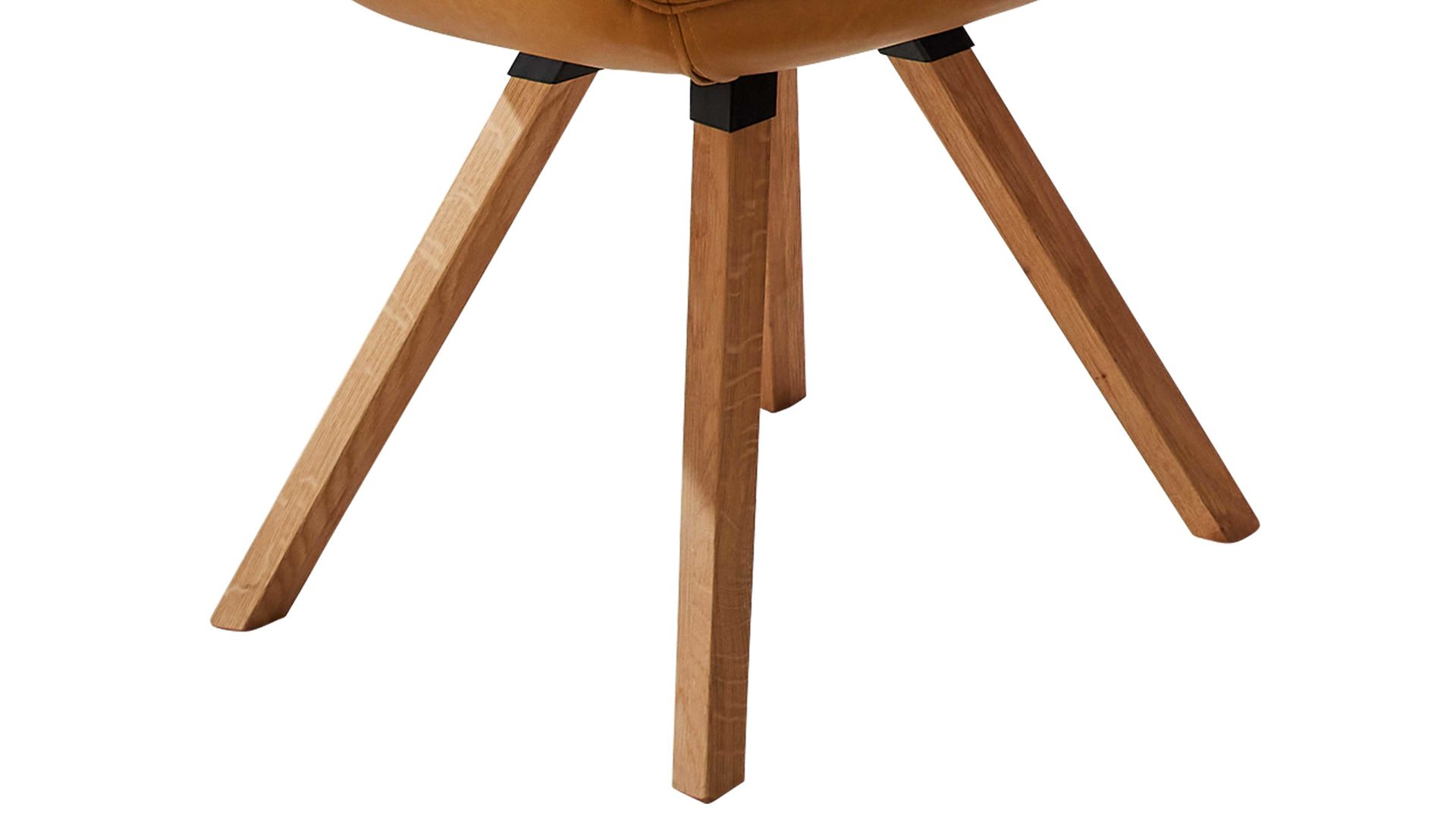 Vierfußstuhl Niehoff sitzmoebel aus Leder in Orange NIEHOFF SITZMÖBEL Armlehnstuhl Chester curcumafarbenes Leder Arcade Plus & Eichenholz