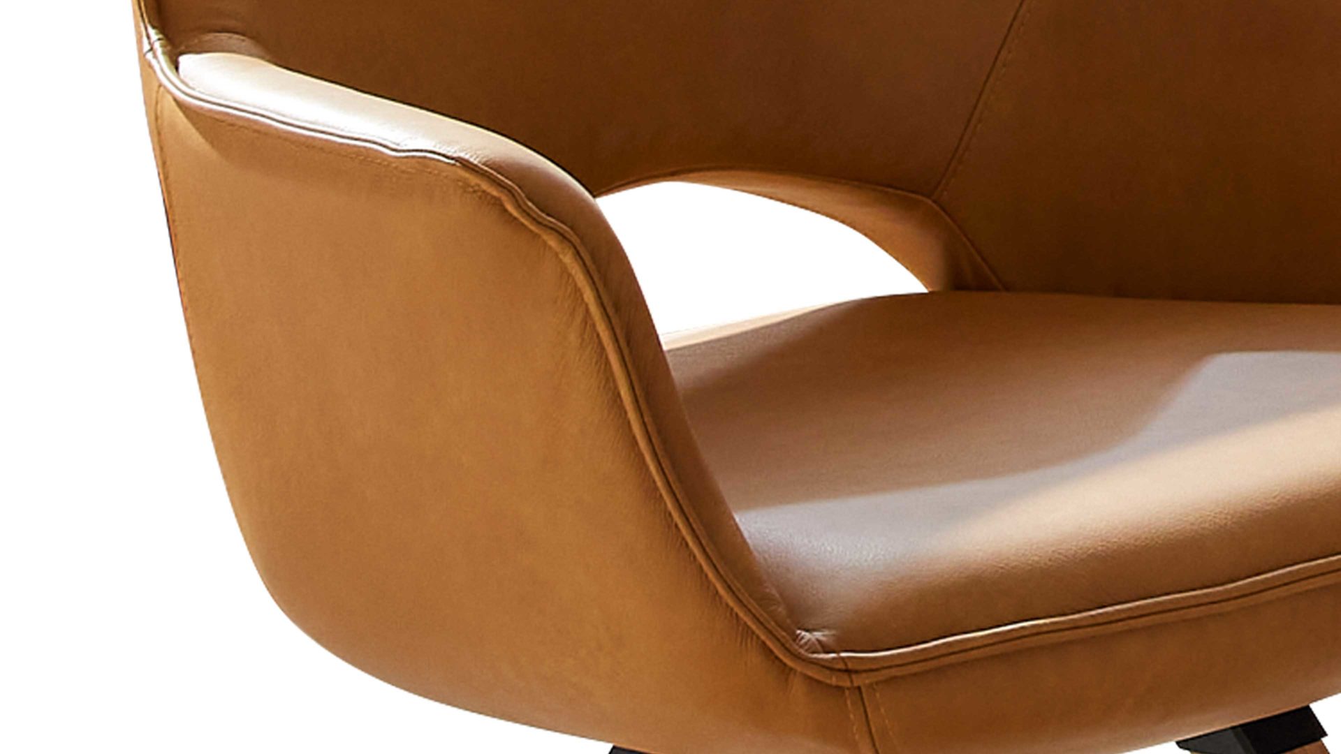 Vierfußstuhl Niehoff sitzmoebel aus Leder in Orange NIEHOFF SITZMÖBEL Armlehnstuhl Chester curcumafarbenes Leder Arcade Plus & Eichenholz