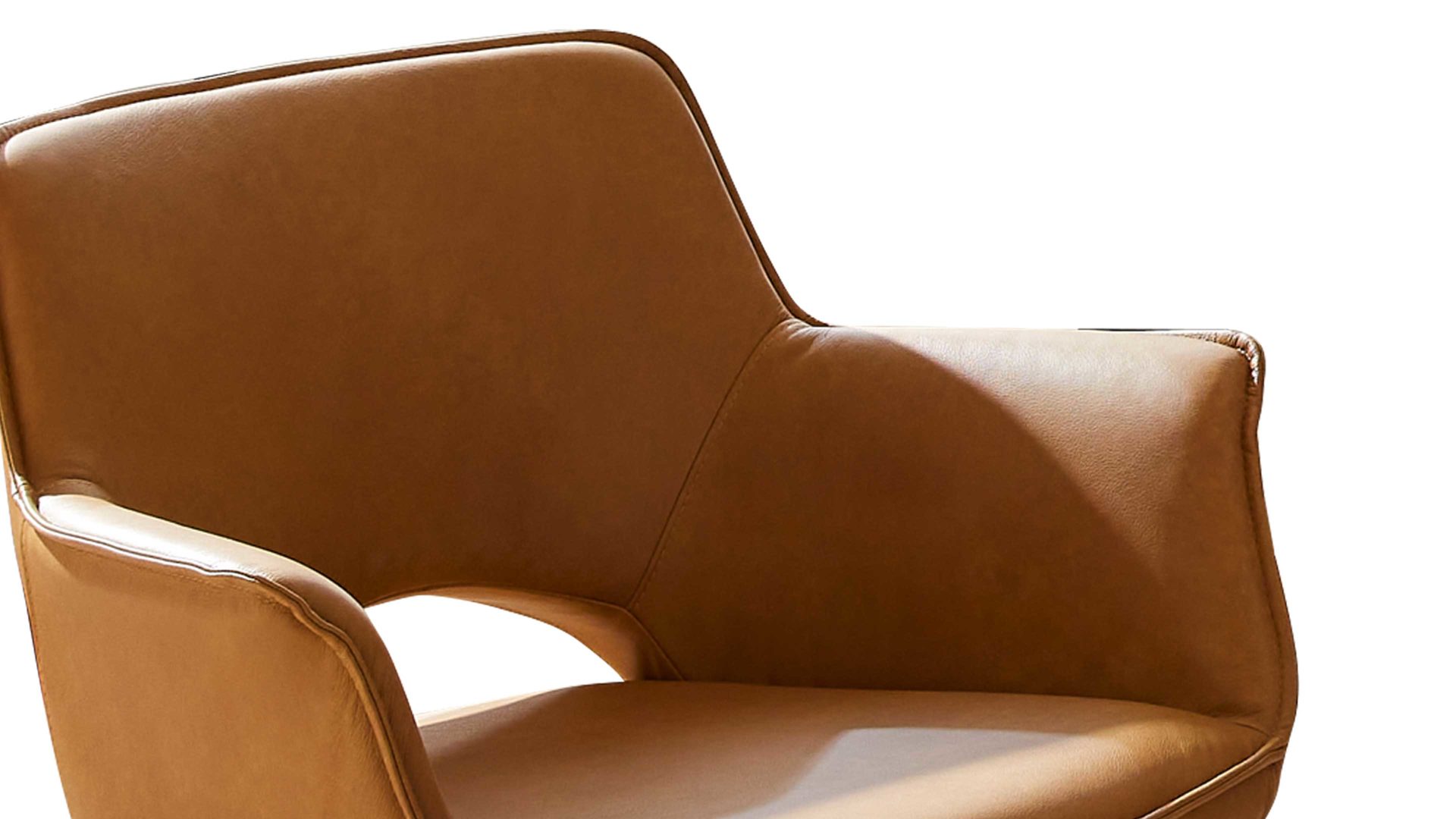 Vierfußstuhl Niehoff sitzmoebel aus Leder in Orange NIEHOFF SITZMÖBEL Armlehnstuhl Chester curcumafarbenes Leder Arcade Plus & Eichenholz