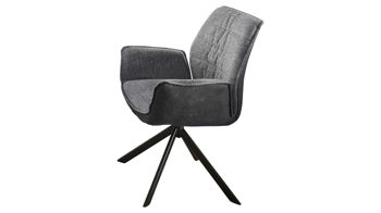Vierfußstuhl Niehoff sitzmoebel aus Stoff in Grau NIEHOFF SITZMÖBEL Armlehnstuhl Gent grauer Webstoff Brego & graue Mikrofaser Cowboy
