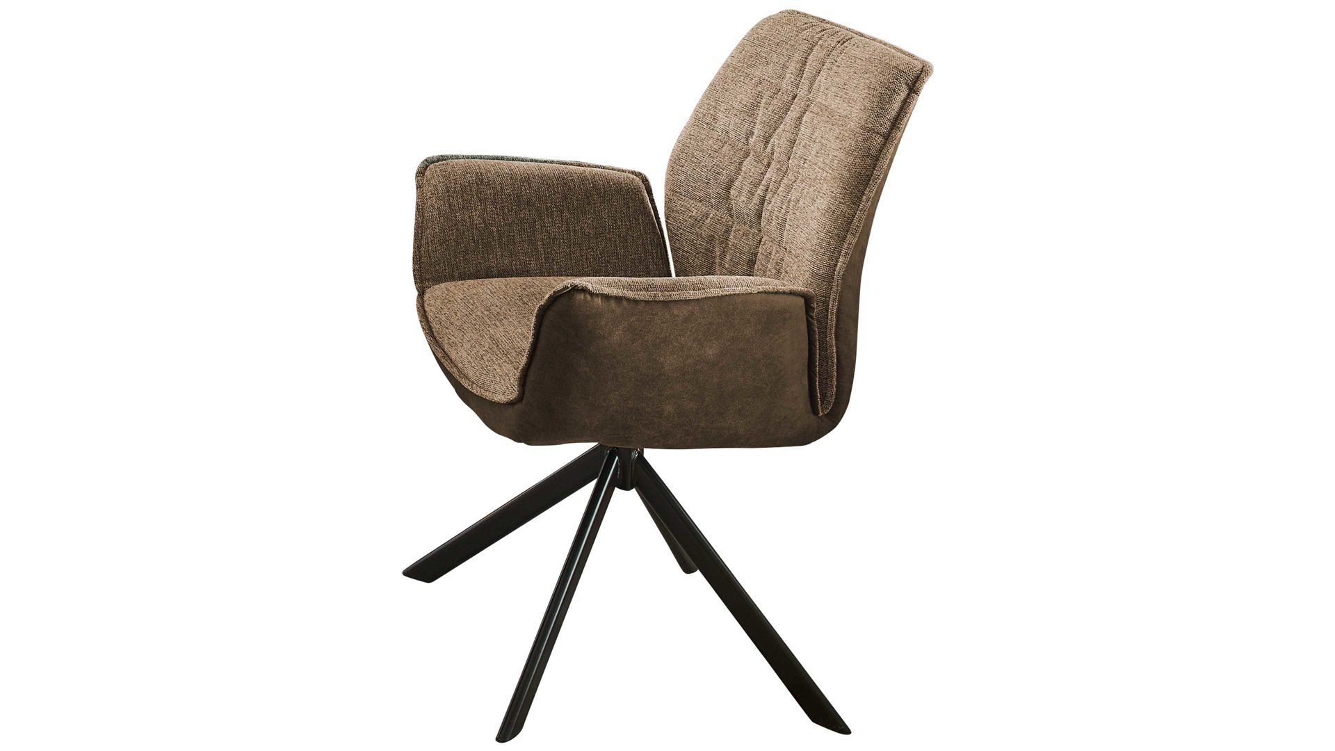 Vierfußstuhl Niehoff sitzmoebel aus Stoff in Hellbraun NIEHOFF SITZMÖBEL Armlehnstuhl Gent taupefarbener Webstoff Brego & taupefarbene Mikrofaser Cowboy