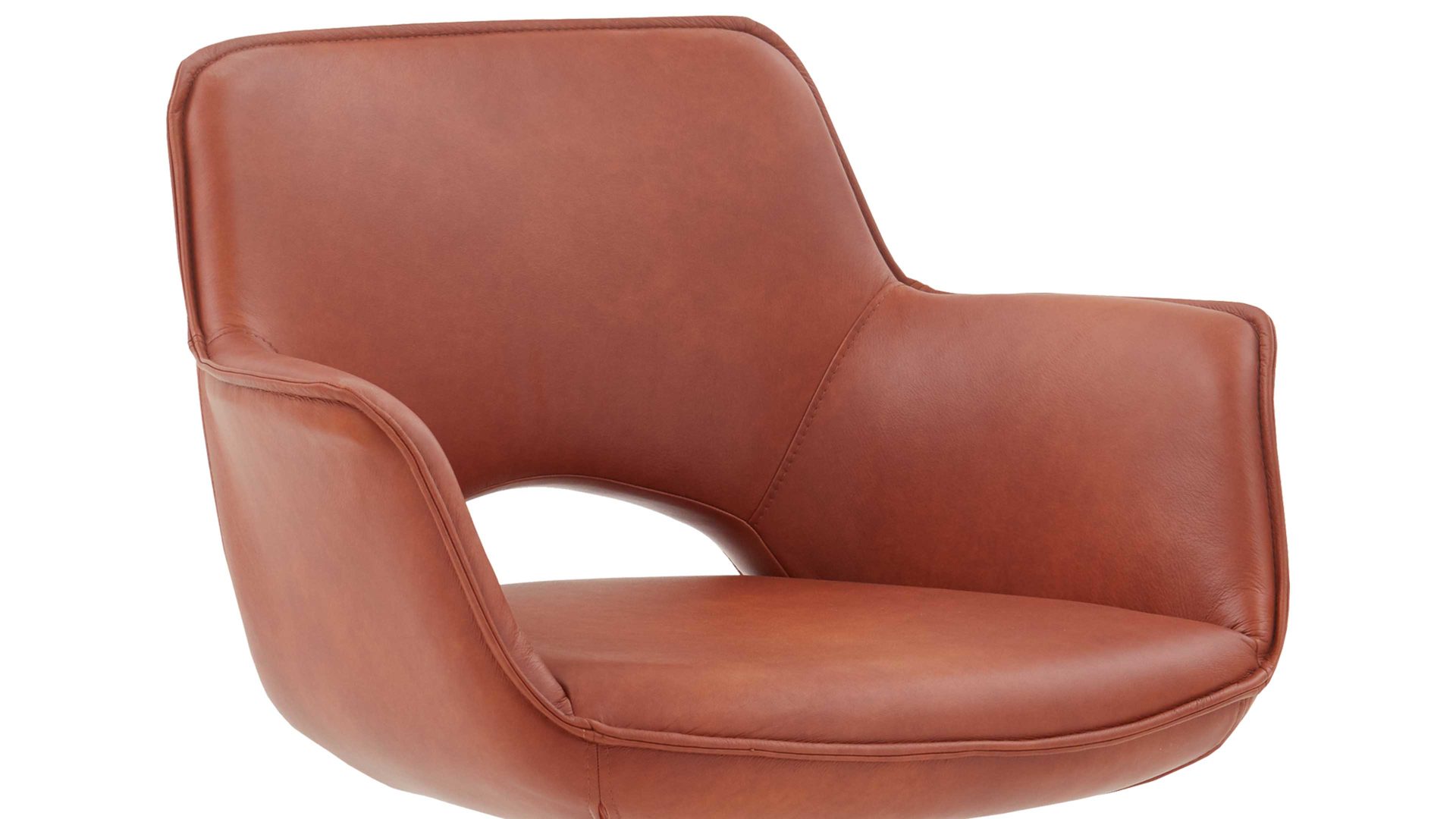 Vierfußstuhl Niehoff sitzmoebel aus Leder in Orange NIEHOFF SITZMÖBEL Dreh-Armlehnstuhl Chester curcumafarbenes Leder Arcade Plus & schwarzes Eisen