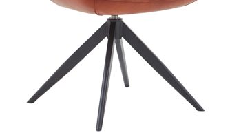 Vierfußstuhl Niehoff sitzmoebel aus Leder in Orange NIEHOFF SITZMÖBEL Dreh-Armlehnstuhl Chester curcumafarbenes Leder Arcade Plus & schwarzes Eisen