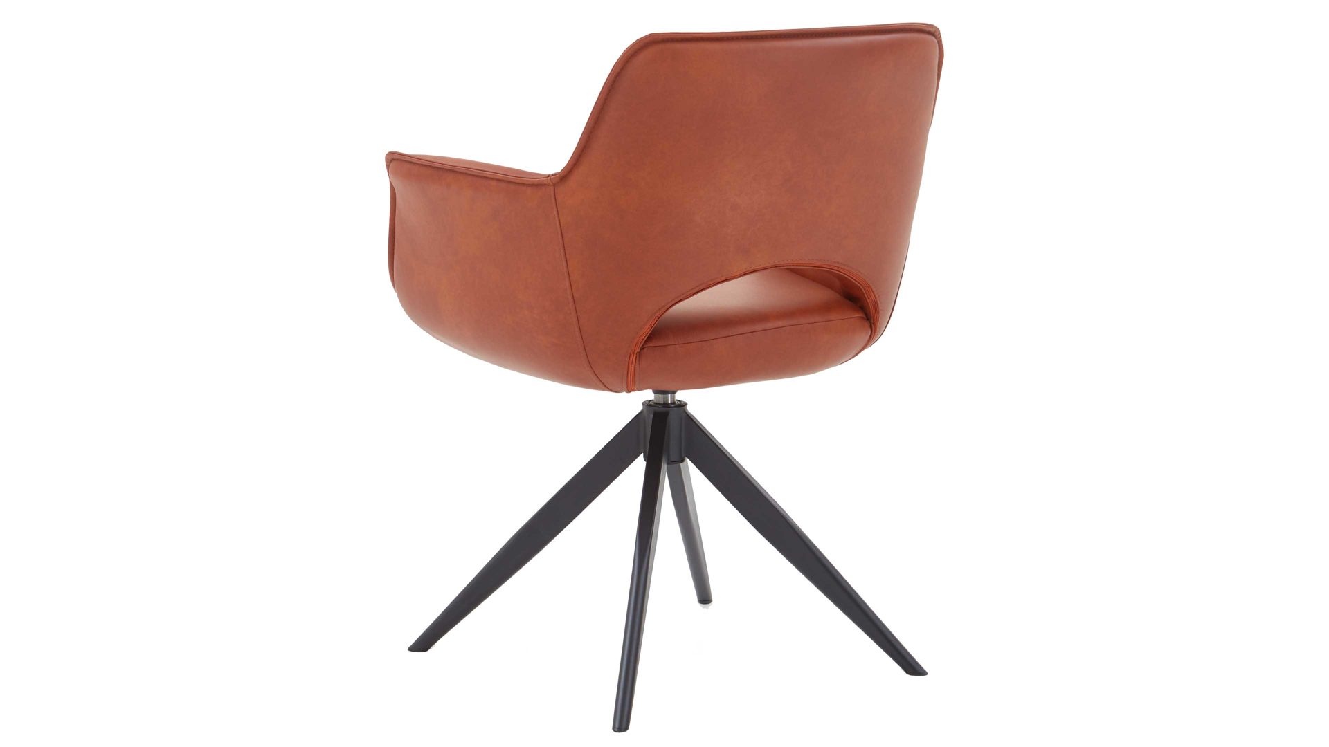 Vierfußstuhl Niehoff sitzmoebel aus Leder in Orange NIEHOFF SITZMÖBEL Dreh-Armlehnstuhl Chester curcumafarbenes Leder Arcade Plus & schwarzes Eisen