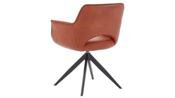 Vierfußstuhl Niehoff sitzmoebel aus Leder in Orange NIEHOFF SITZMÖBEL Dreh-Armlehnstuhl Chester curcumafarbenes Leder Arcade Plus & schwarzes Eisen